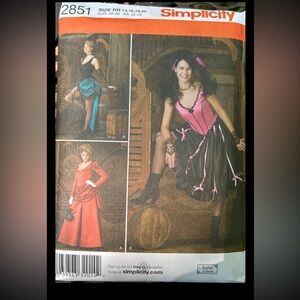 Simplicity Sewing Pattern Misses' Costume #2851 sz 14-16-18-20 Uncut Saloon Grl